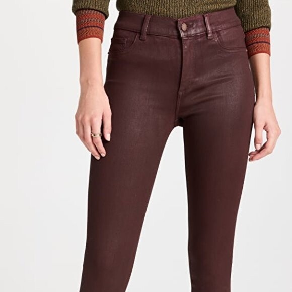 DL1961 Florence Instasculpt Sequoia Ultimate Coated Crop Skinny Ankle Pants 27 - Picture 3 of 15